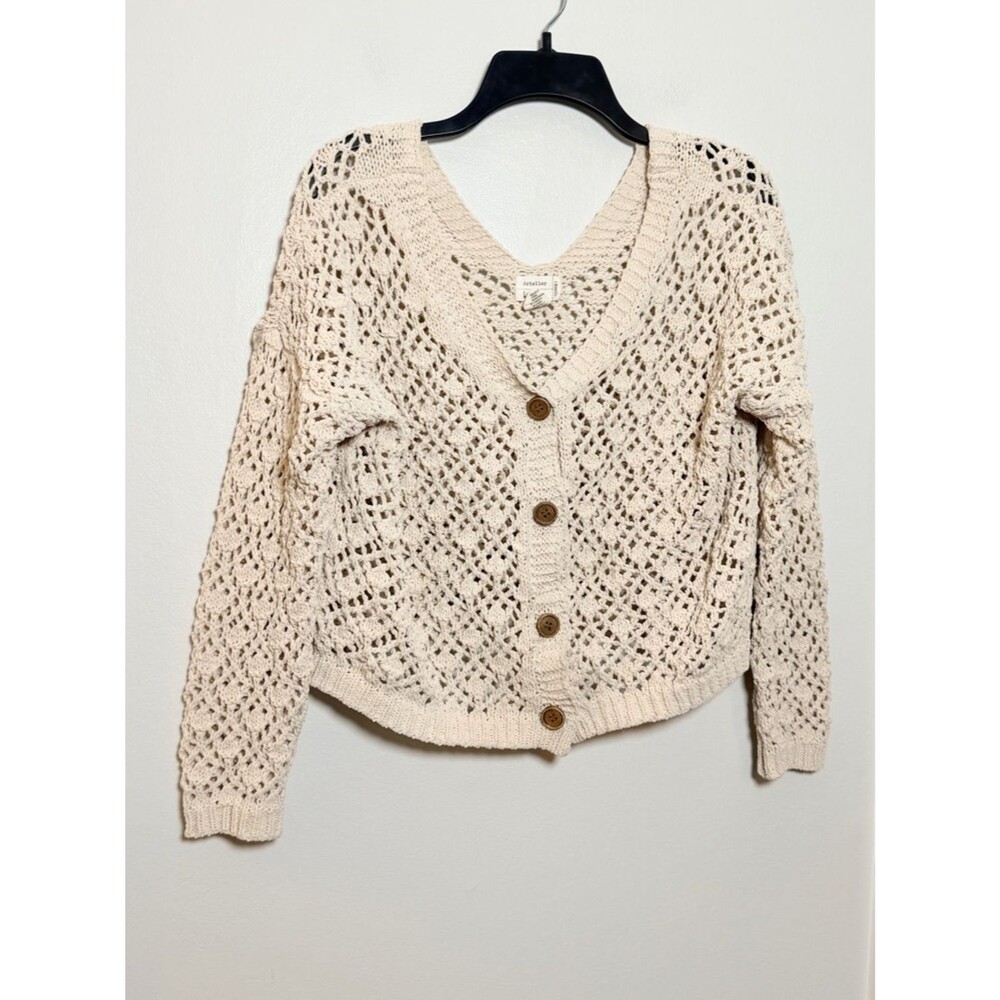 Nicole Miller Artelier Knit Crochet Cardigan Sweater Size Medium